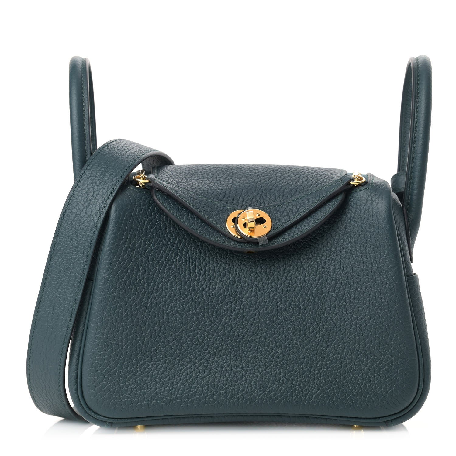 Hermes Taurillon Clemence Mini Lindy 20 Vert Cypress 1 of 10