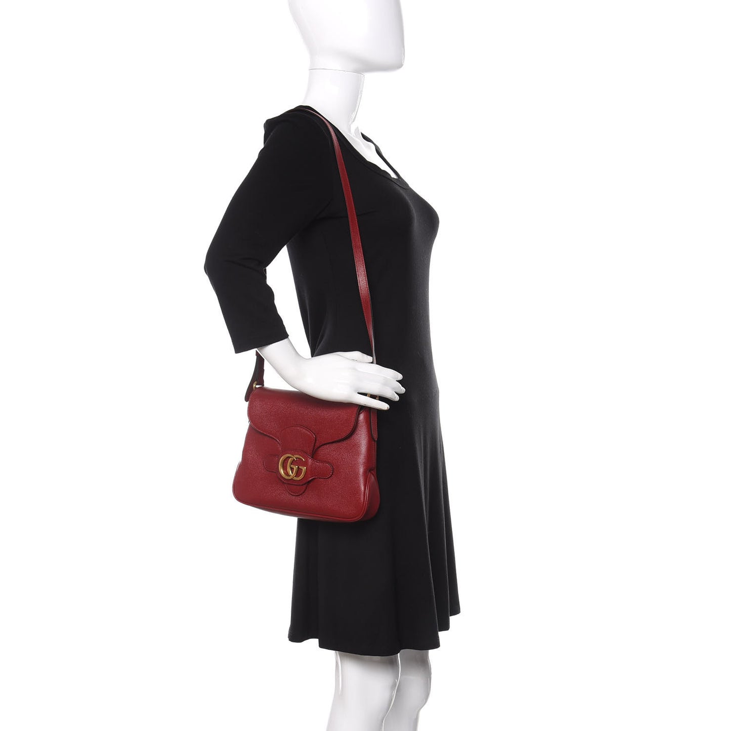 New Sakai Calfskin Lux Small Dahlia Messenger Shoulder Bag New Cherry Red