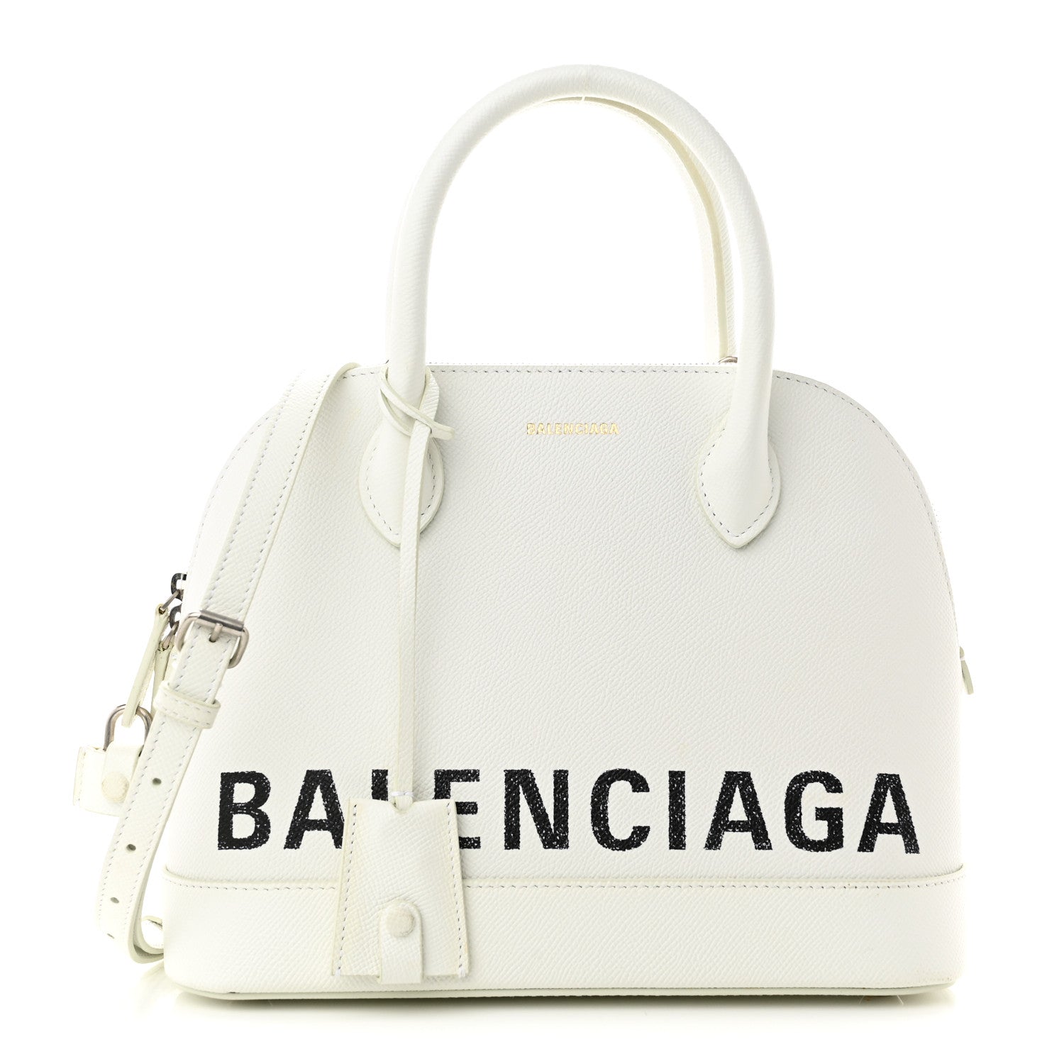 Balenciaga Grained Calfskin XXS Ville Top Handle Bag White Black 1 of 10
