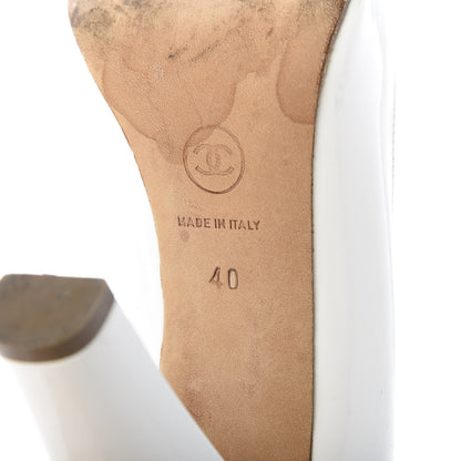 Chanel Patent Calfskin Cap Toe Pumps 40 White Black 7 of 9