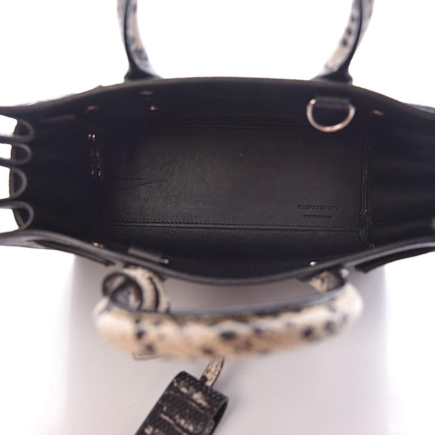 Grained Calfskin Python Embossed Nano Sac De Jour Black