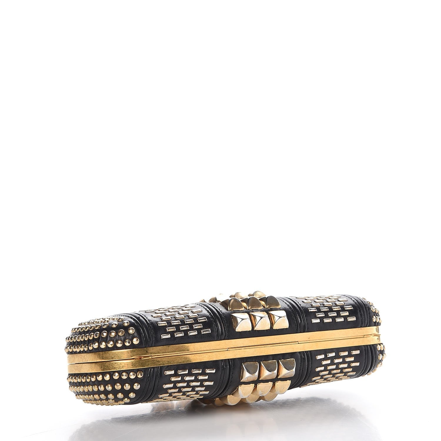 Alexander McQueen Nappa Studded Skull Knuckle Box Clutch Black 5 of 8
