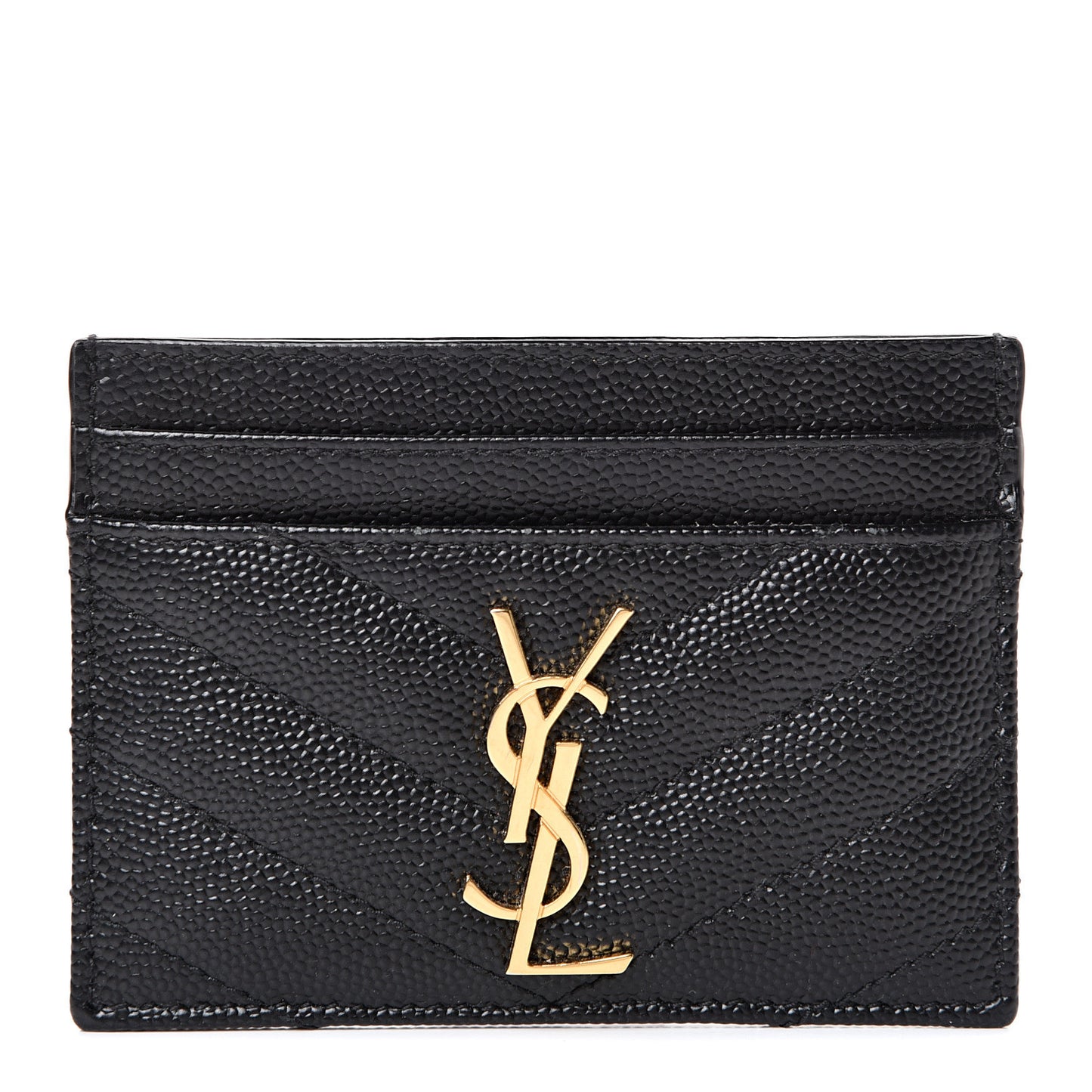 Grain De Poudre Matelasse Chevron Monogram Credit Card Case Black