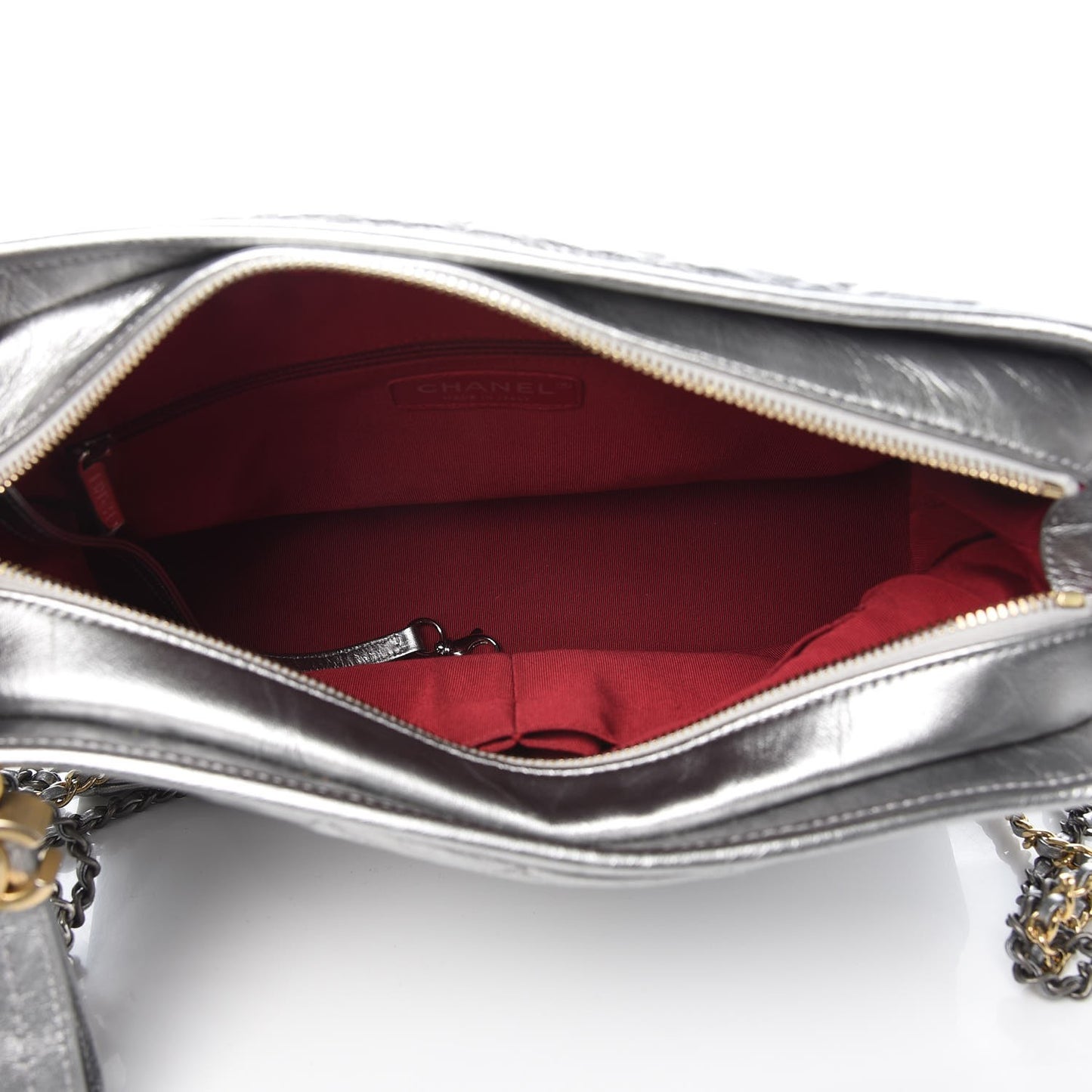 Metallic Lambskin Calfskin Quilted Medium Gabrielle Hobo Silver