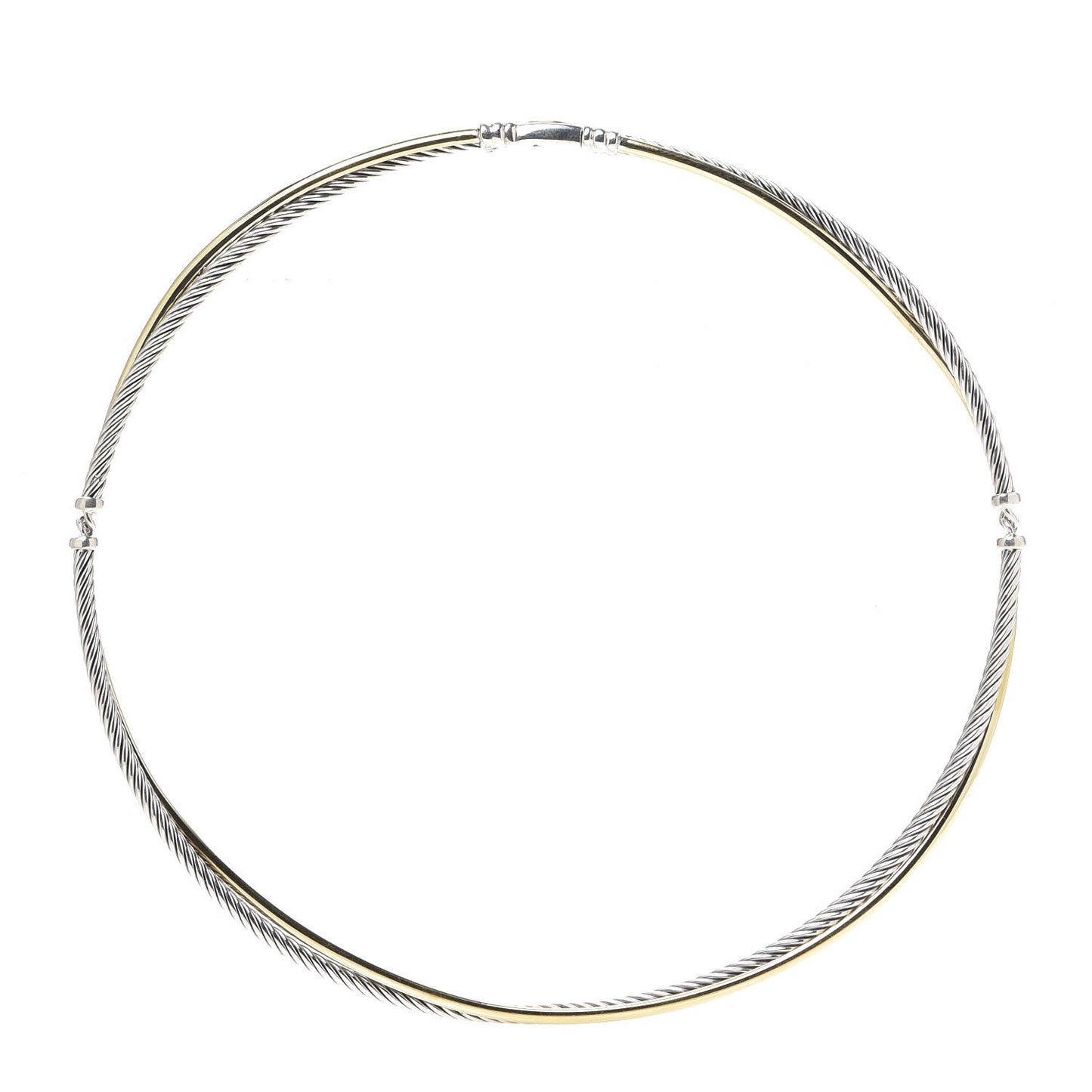 Sterling Silver 18K Yellow Gold Crossover Cable Choker Necklace