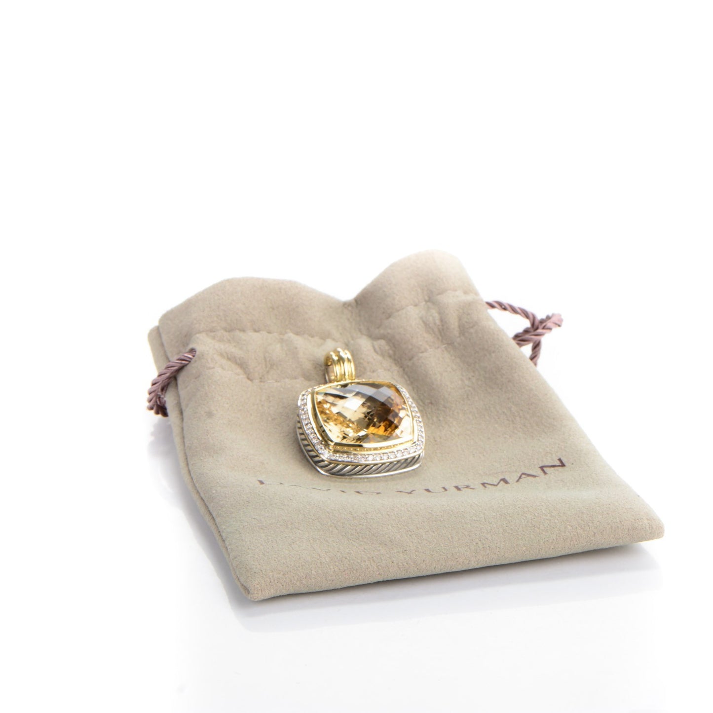 Sterling Silver 18K Gold Diamond Champagne Citrine 20mm Albion Enhancer Pendant