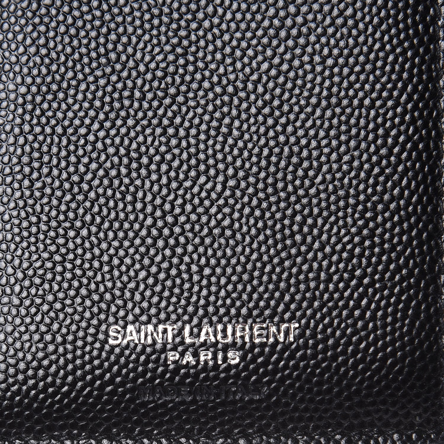Saint Laurent Grain De Poudre Matelasse Chevron Monogram Compact Tri Fold Wallet Black 6 of 12