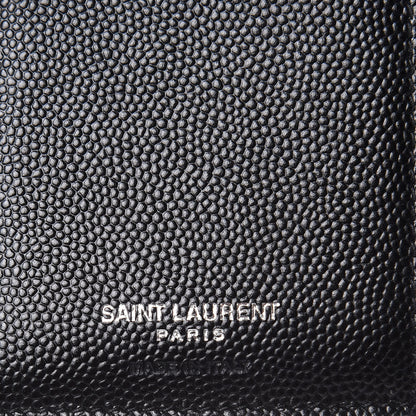 Saint Laurent Grain De Poudre Matelasse Chevron Monogram Compact Tri Fold Wallet Black 6 of 12