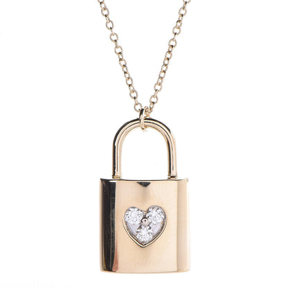 Tiffany 18K Yellow Gold Diamond Mini Heart Lock Pendant Necklace 4 of 7