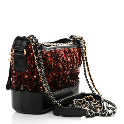 Chanel Sequin Calfskin Small Gabrielle Hobo Red Black 3 of 12