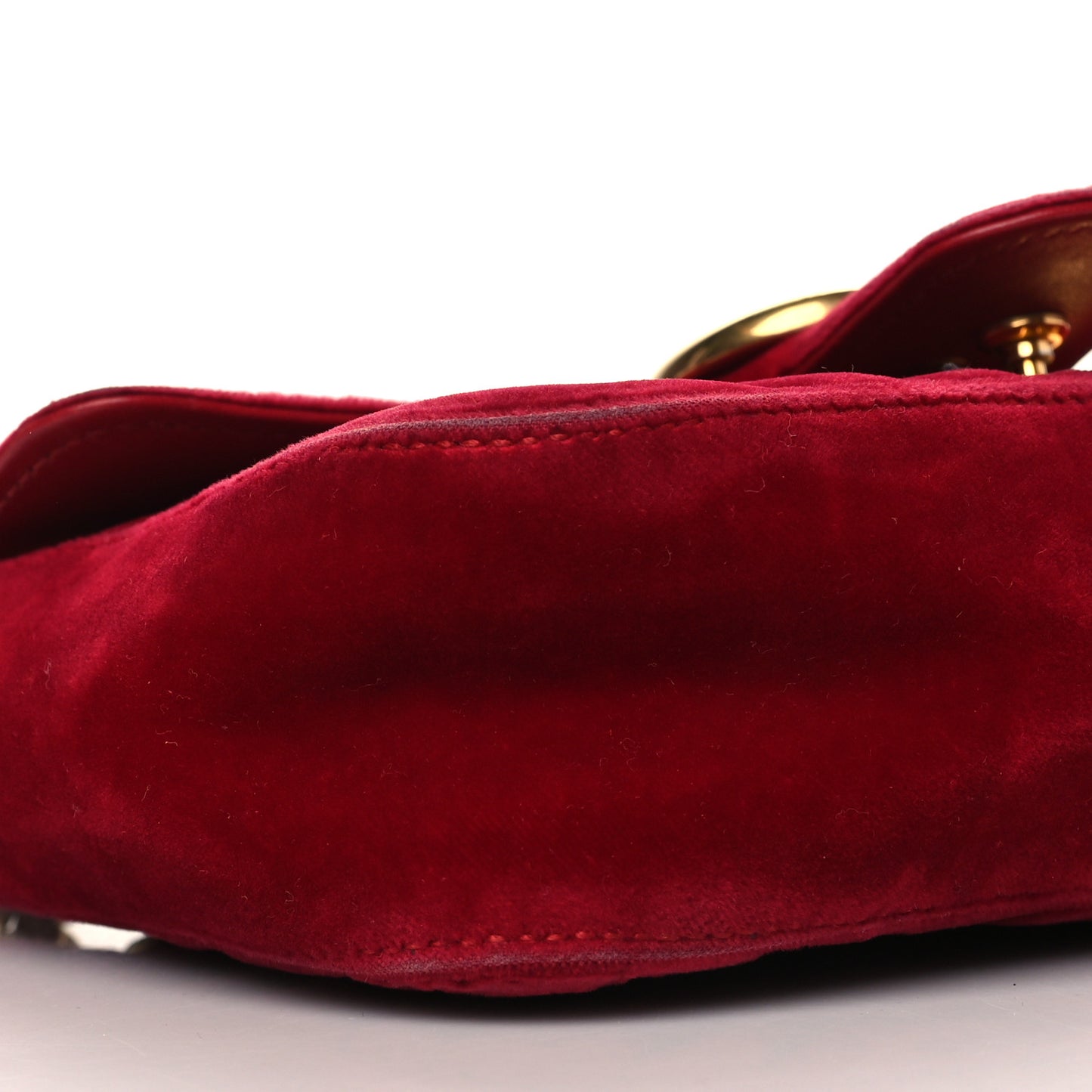 Velvet Matelasse Mini GG Marmont Shoulder Bag Hibiscus Red
