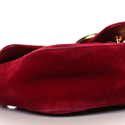 Gucci Velvet Matelasse Mini GG Marmont Shoulder Bag Hibiscus Red 7 of 10
