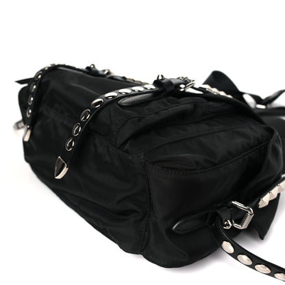 Prada Nylon New Vela Studded Messenger Bag Black 9 of 9