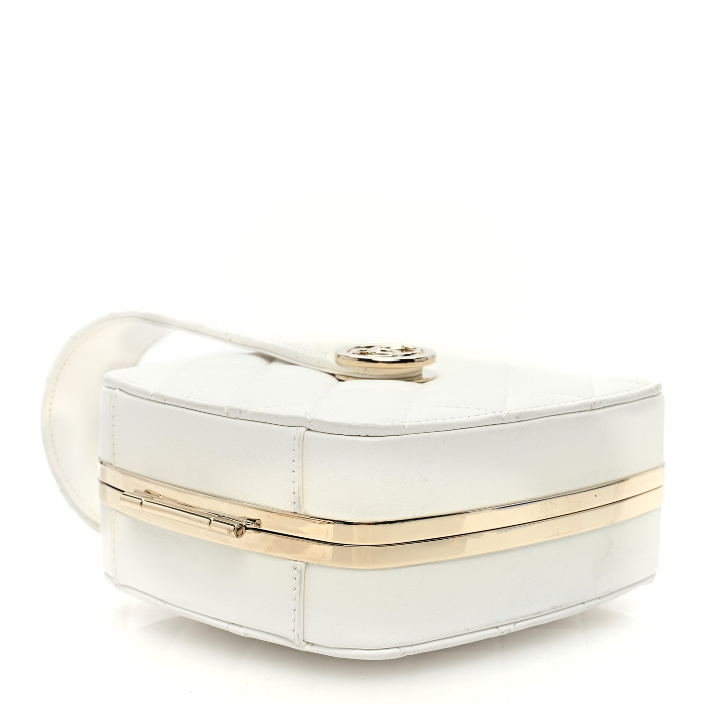 Lambskin Minaudiere Vanity With Handle White