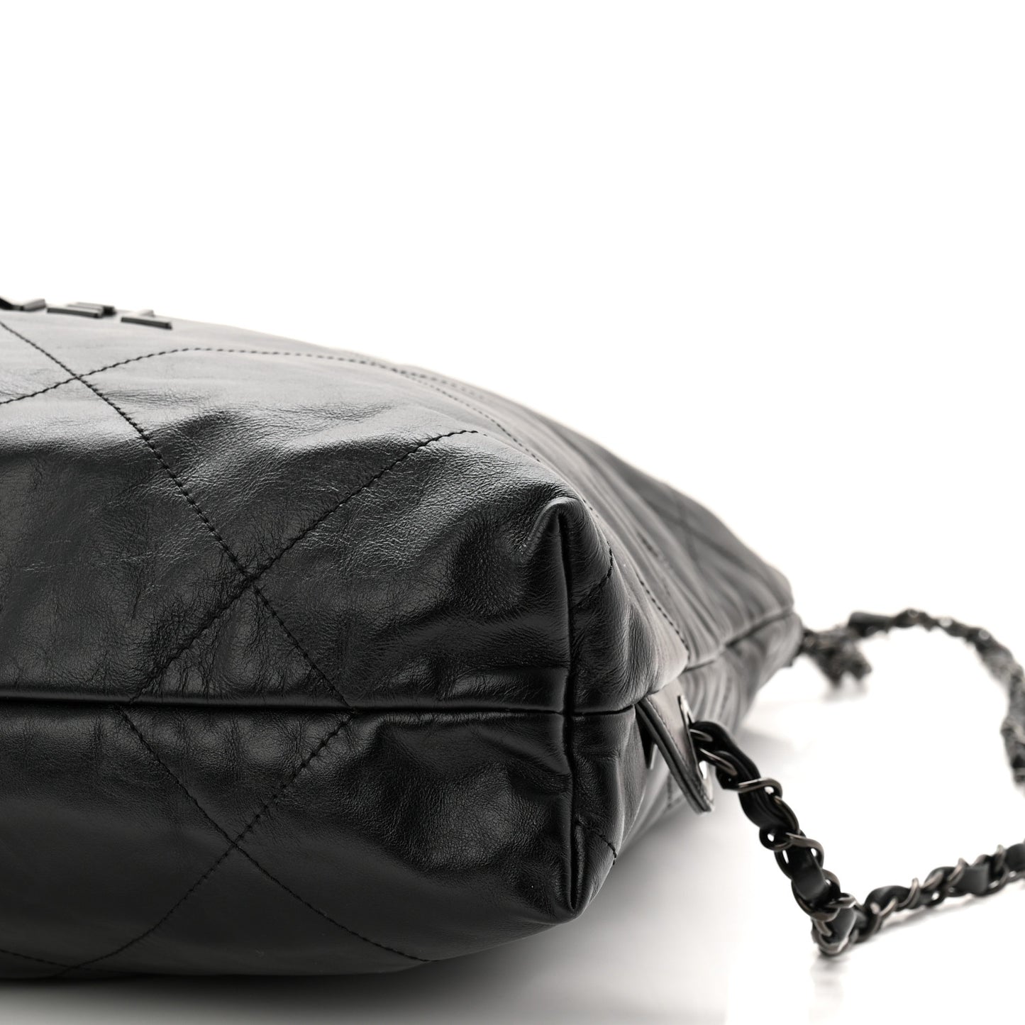 Shiny Calfskin Quilted Chanel 22 Backpack So Black