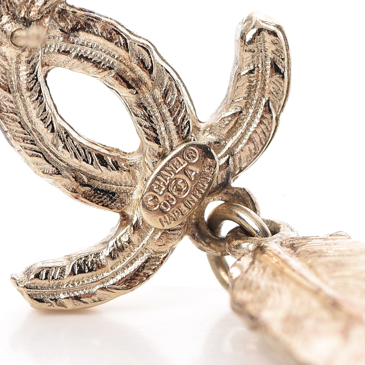 Chanel Feather CC Drop Earrings Gold 3 of 8