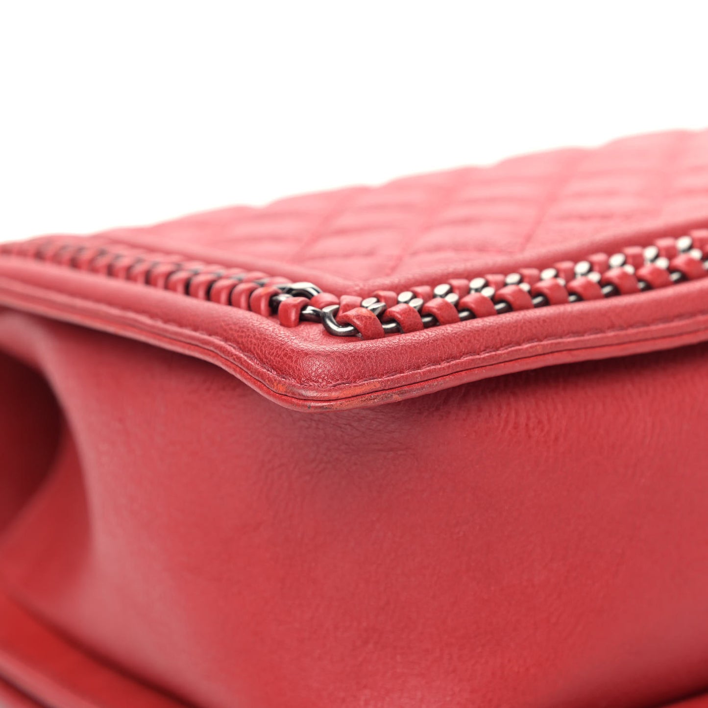Calfskin Quilted New Medium Boy Top Handle Flap Red