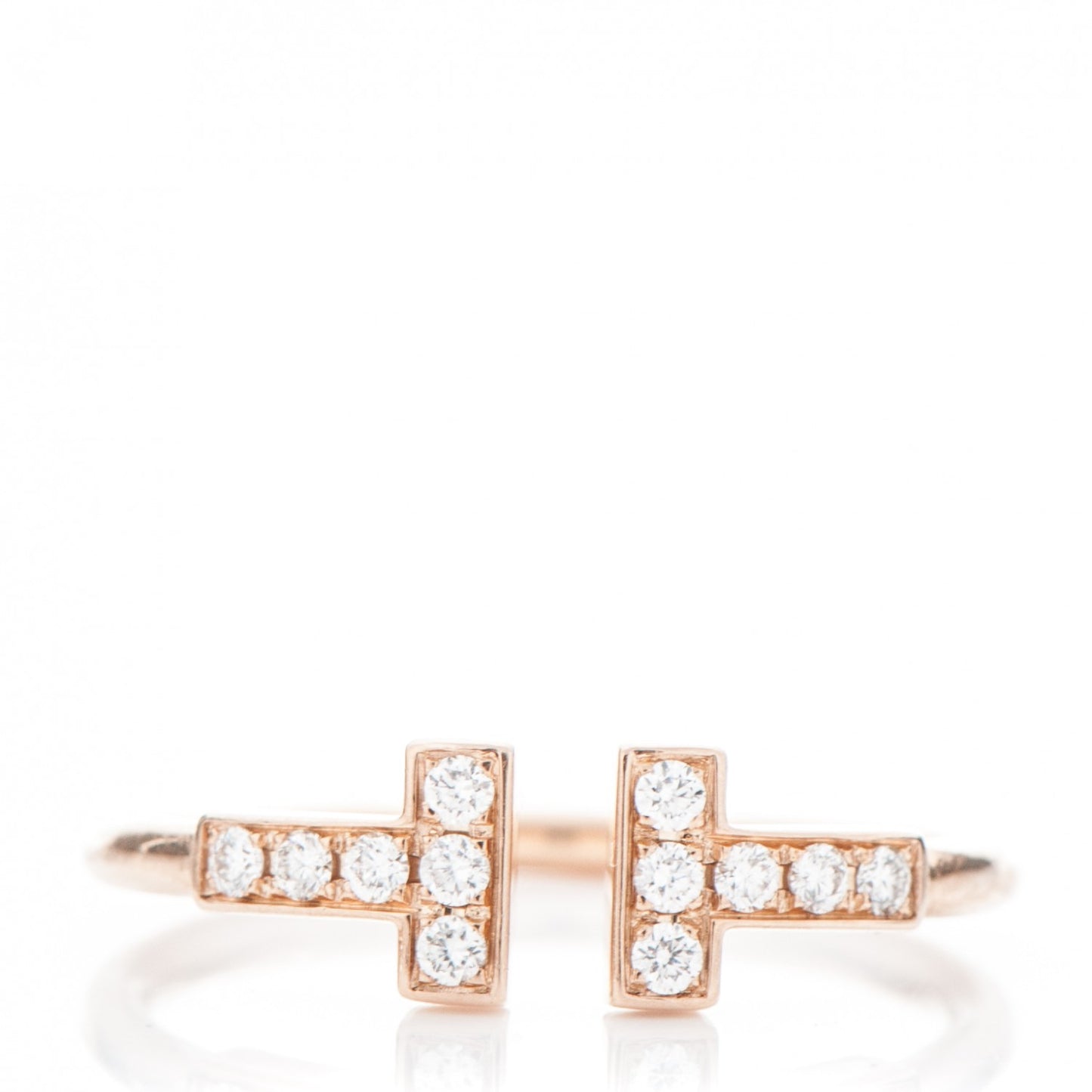18K Rose Gold Diamond T Wire Ring 52 6