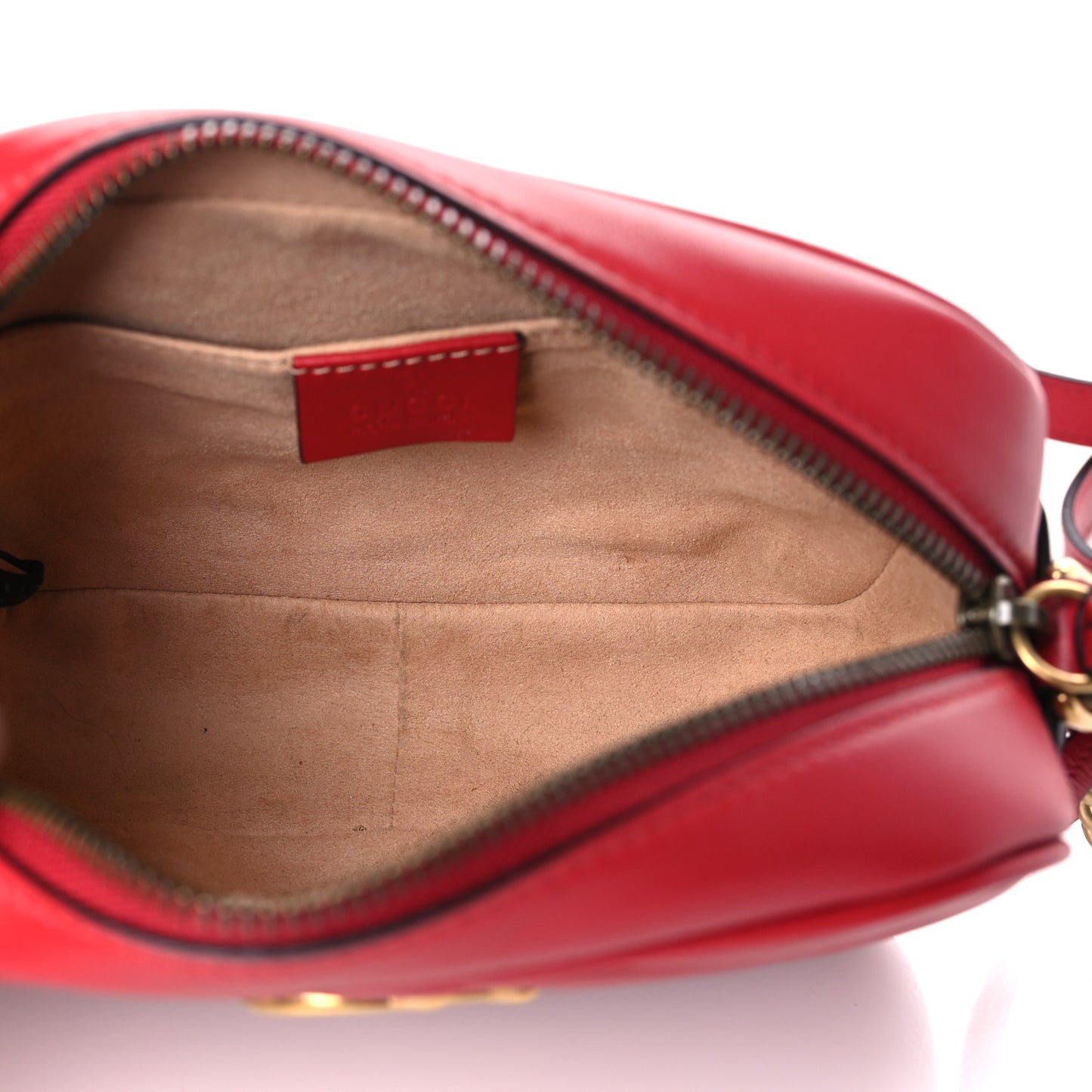 Calfskin Matelasse Mini GG Marmont Chain Shoulder Bag Hibiscus Red