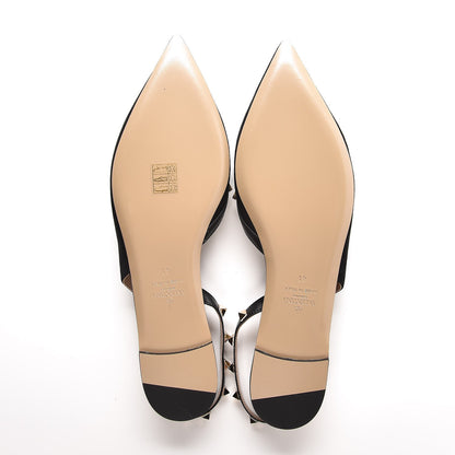 Valentino Garavani Suede Rockstud Slingback Flats 41 Black 5 of 9