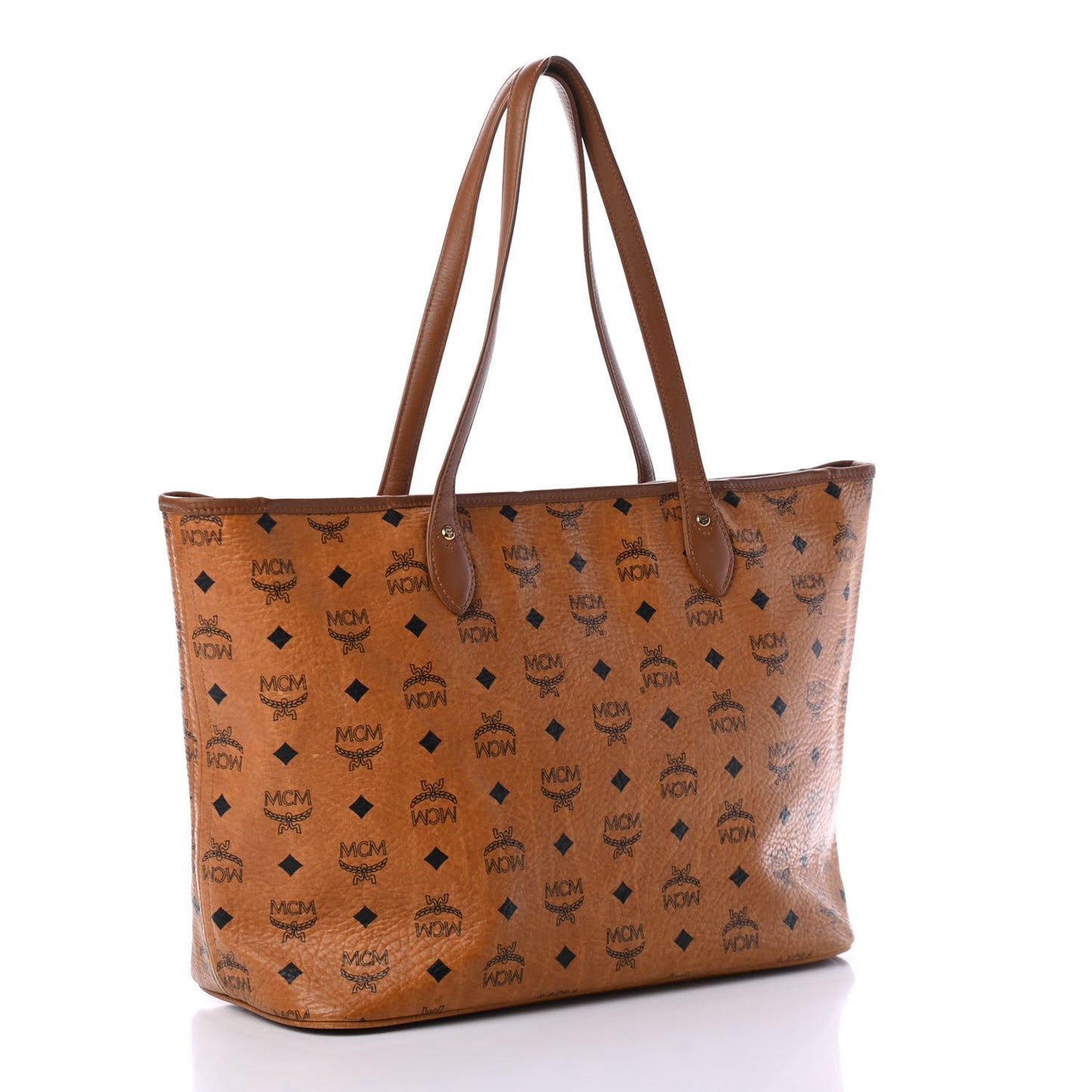 Visetos Striped Shopper Tote Cognac
