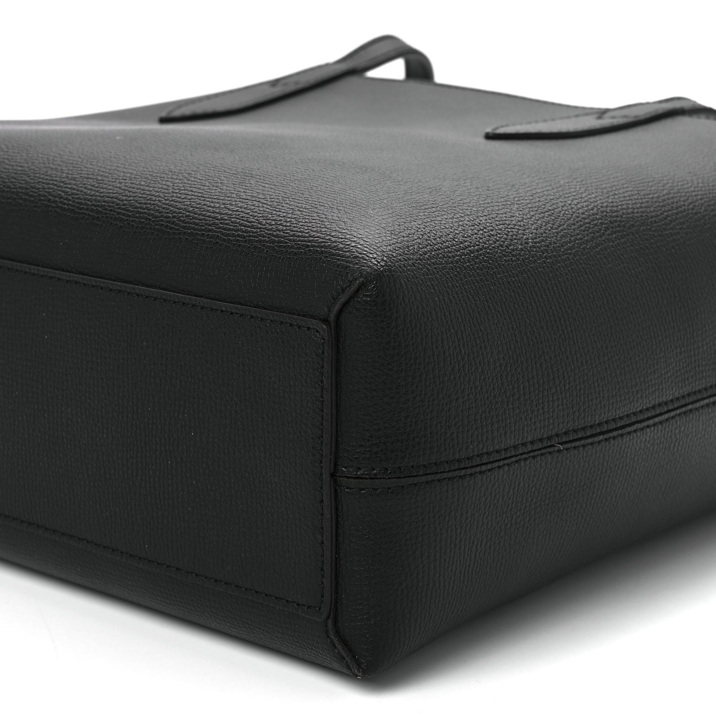 Grainy Calfskin Haymarket Check Small Reversible Tote Black