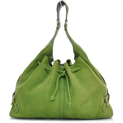 Burberry Leather Drawstring Hobo Green 1 of 8