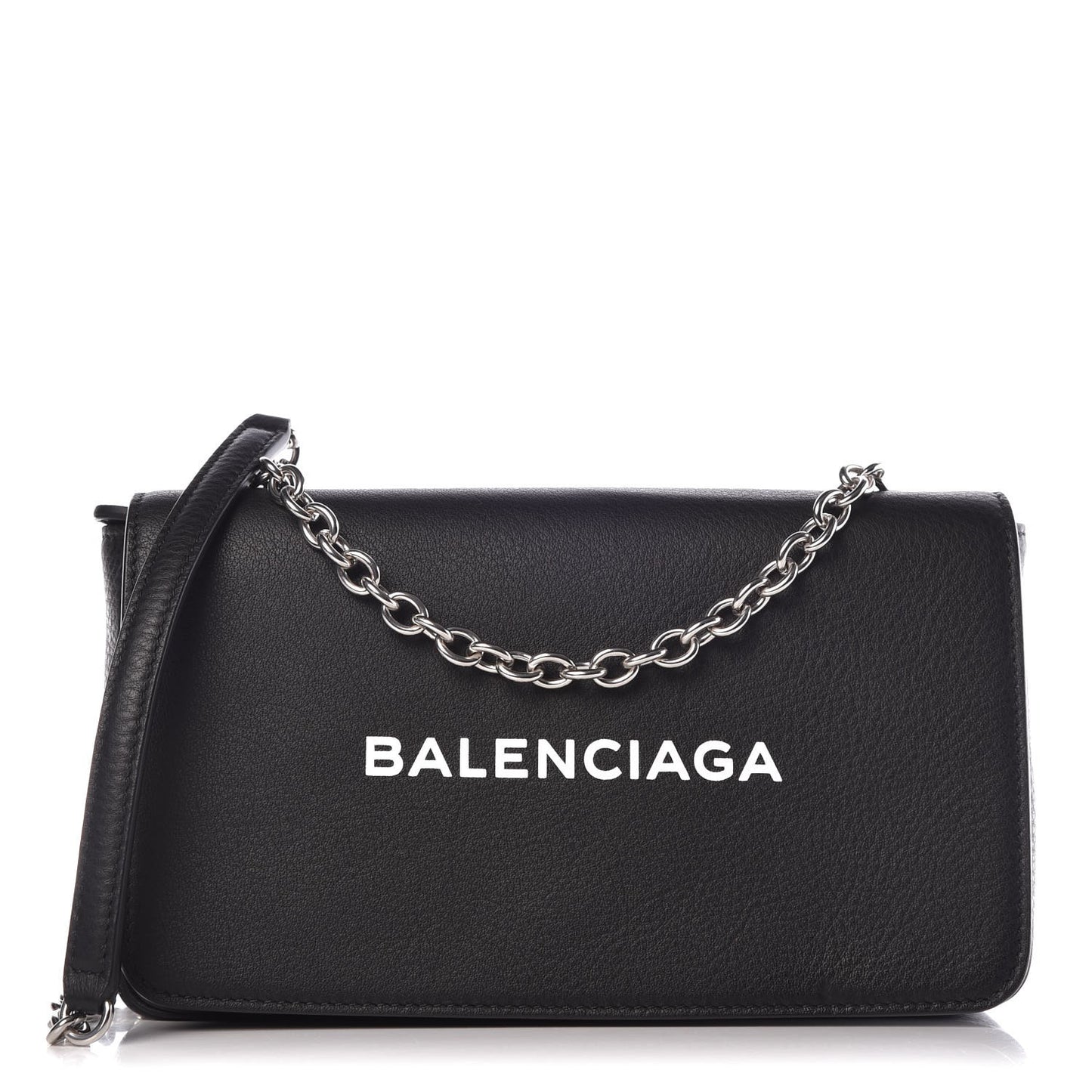 Pebbled Calfskin Everyday Chain Wallet Black