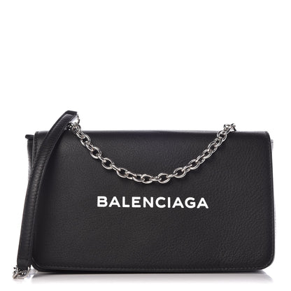 Balenciaga Pebbled Calfskin Everyday Chain Wallet Black 1 of 8