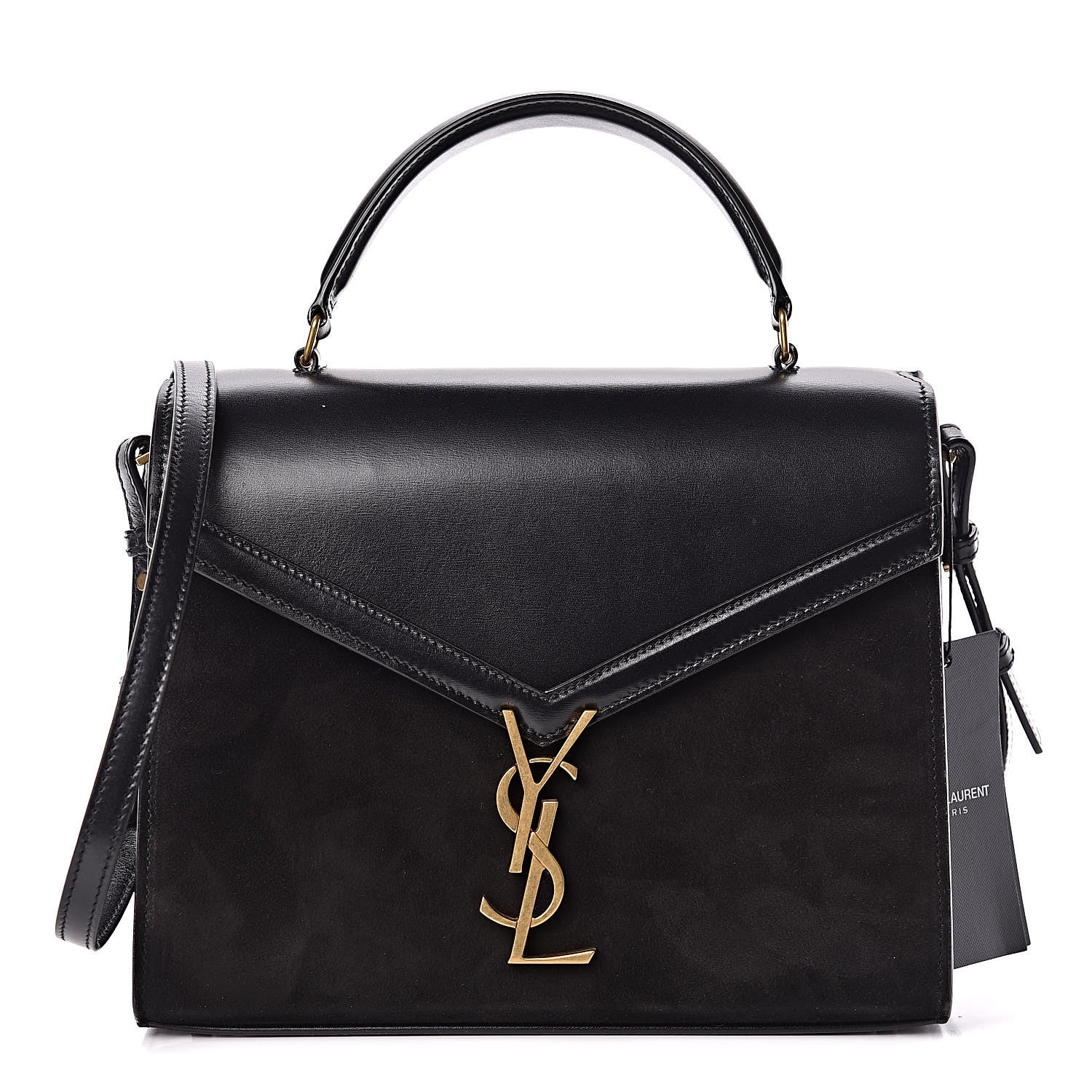 Saint Laurent Kid Scamosciato Smooth Calfskin Medium Classic Monogram Cassandra Top Handle Black Rouge Legion 1 of 10