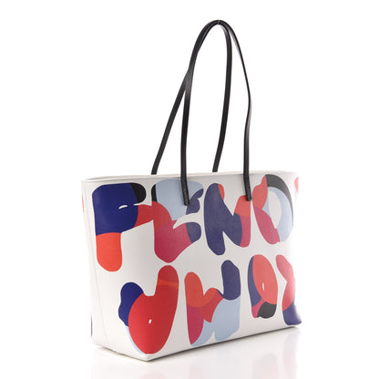 Fendi Vitello Elite Roma Print Signature Roll Tote White Multicolor 3 of 13