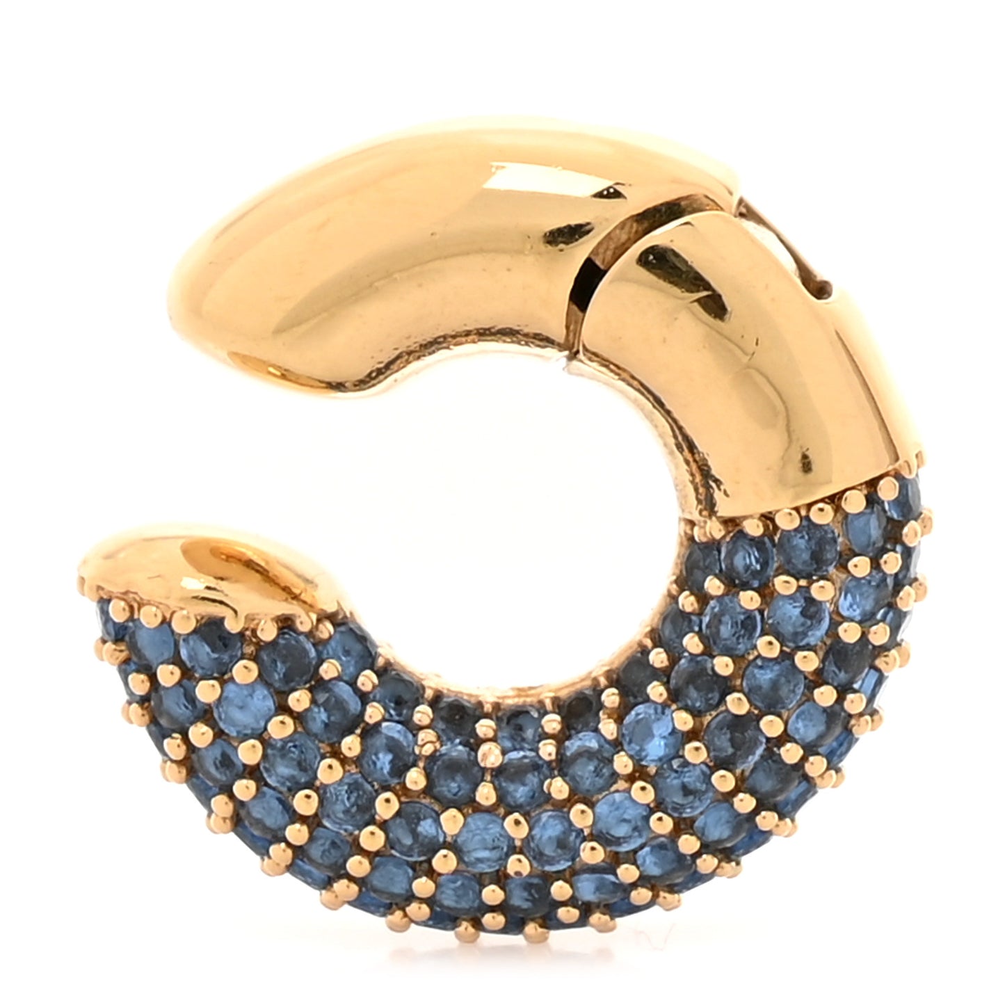 Metal Crystal Ear Cuff Blue Gold