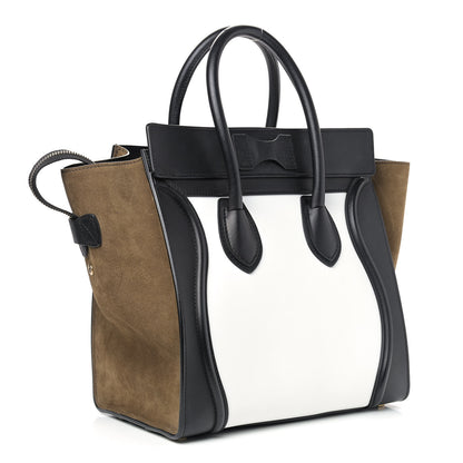 Celine Smooth Calfskin Suede Mini Tri-Color Luggage White 3 of 10