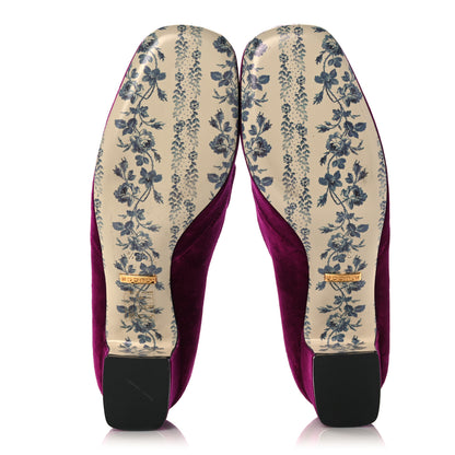Gucci Velvet GG Victoire Block Mid Heel Loafer Pumps 35.5 Fucsia Violet Cyclamen 5 of 9