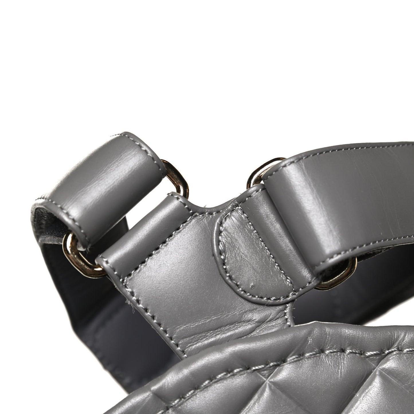 Shiny Calfskin Logo Platform Sandals 38 Grey