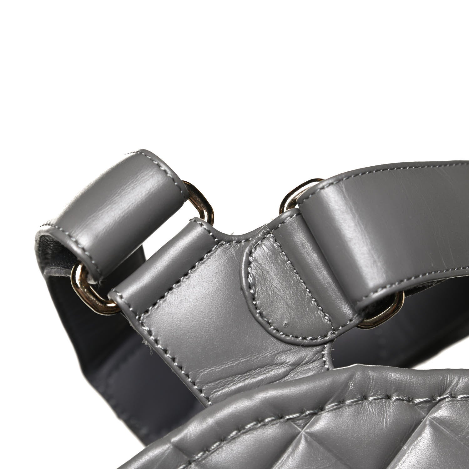 Chanel Shiny Calfskin Logo Platform Sandals 38 Grey 11 of 12