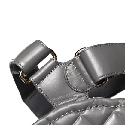 Chanel Shiny Calfskin Logo Platform Sandals 38 Grey 11 of 12