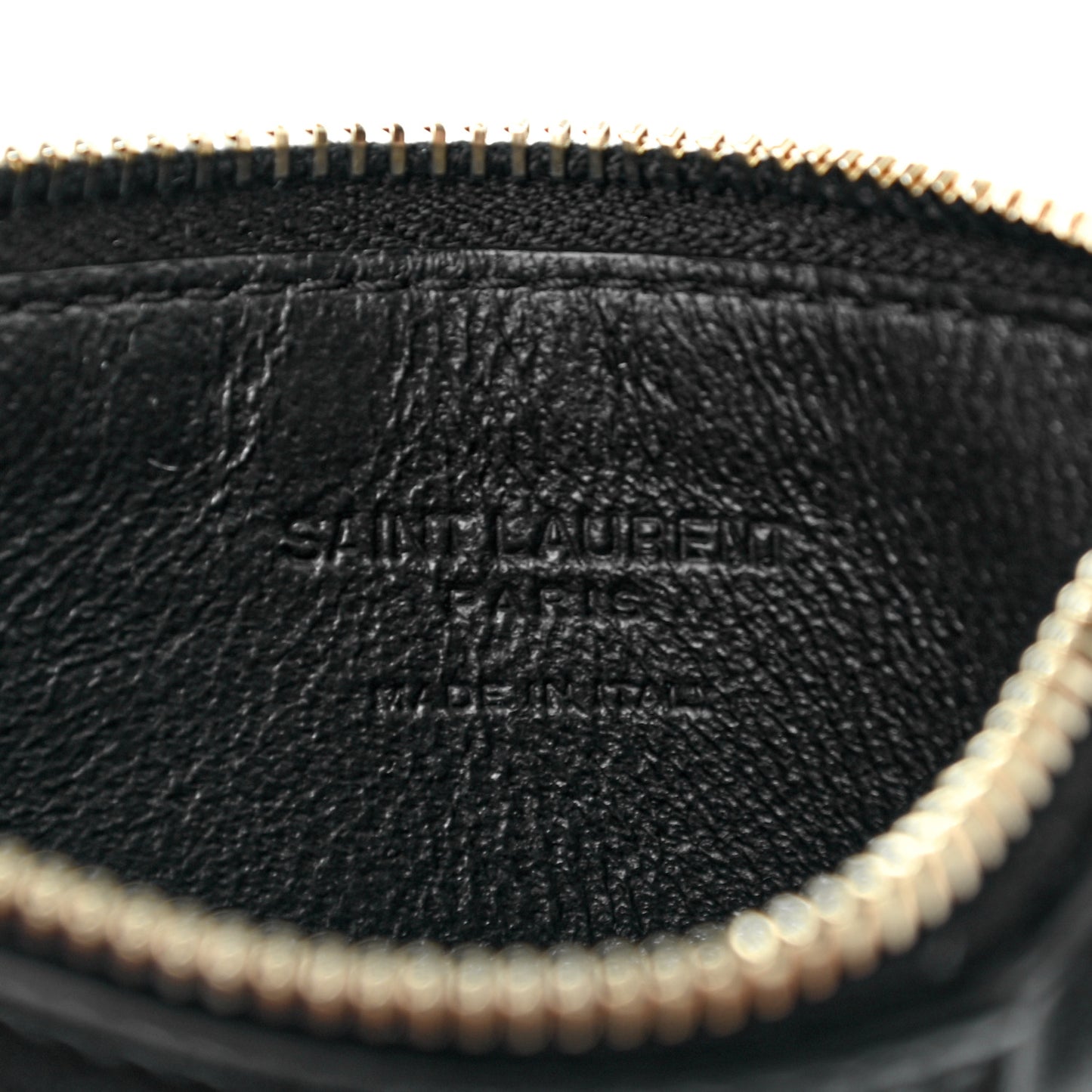 Calfskin 5 Fragments Zip Pouch Card Holder Black