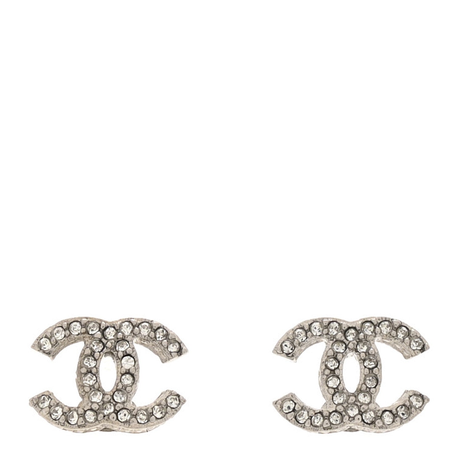 Chanel Crystal CC Earrings Silver 1 of 5