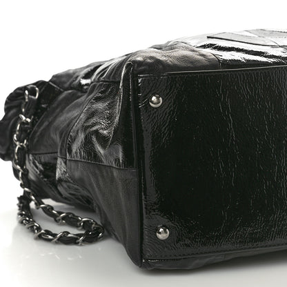 Chanel Lambskin Patent Calfskin Brooklyn Patchwork Hobo Black 9 of 11