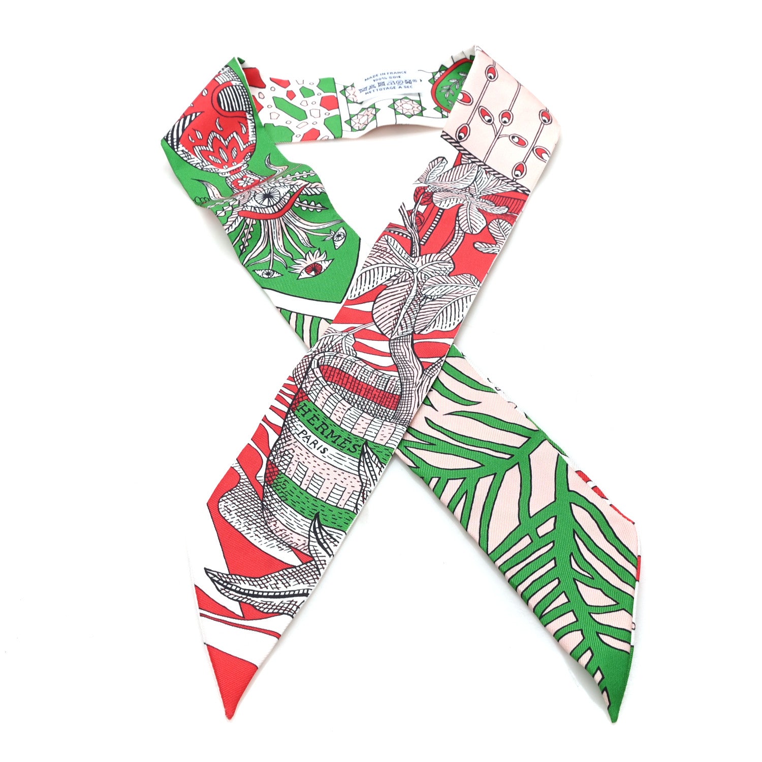 Hermes Silk La Danse Des Amazones Twilly Rouge Rose Poudre Vert 1 of 3