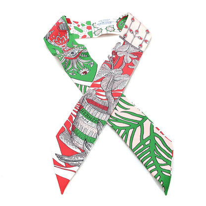 Hermes Silk La Danse Des Amazones Twilly Rouge Rose Poudre Vert 1 of 3