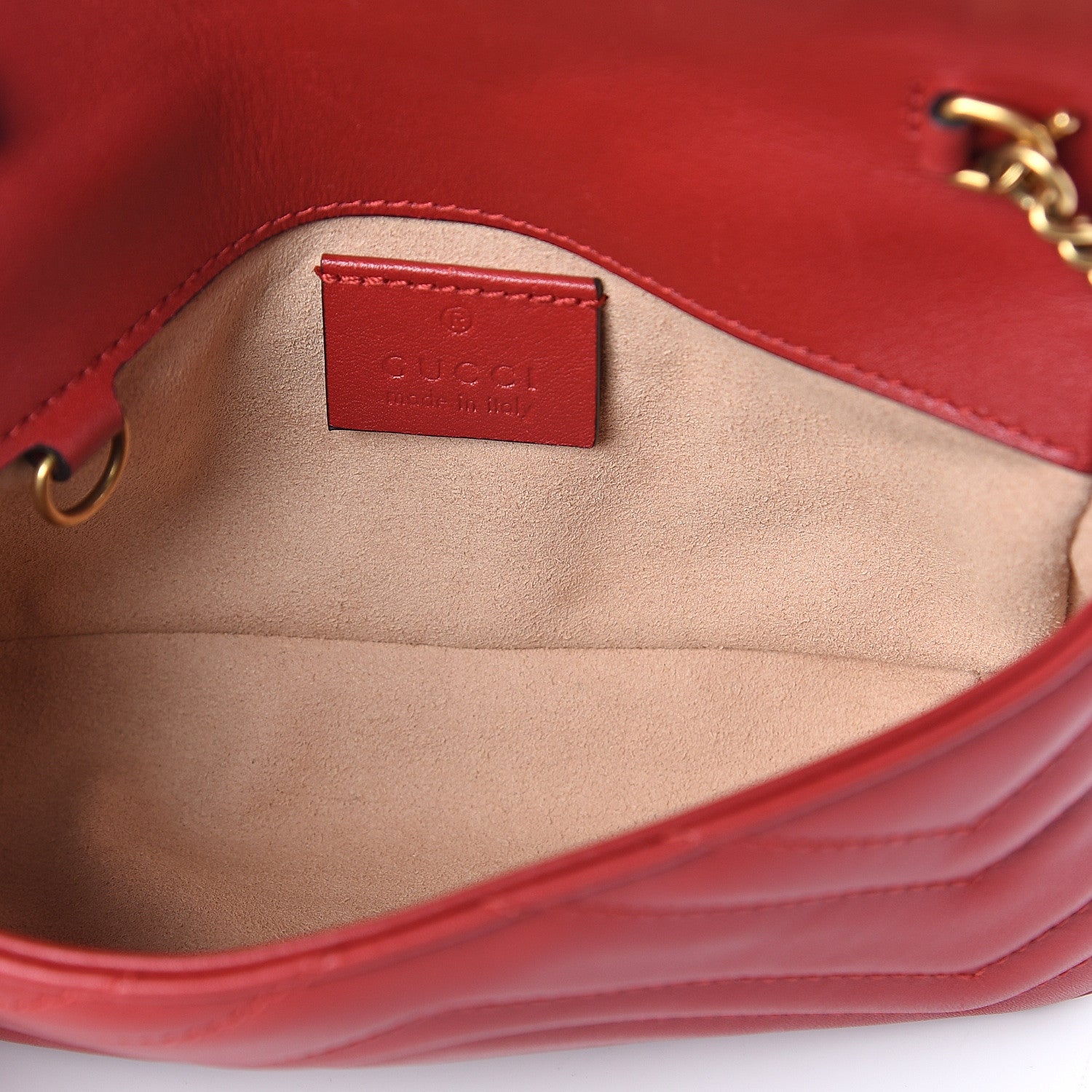 Gucci Calfskin Matelasse Super Mini GG Marmont Shoulder Bag Hibiscus Red 4 of 8