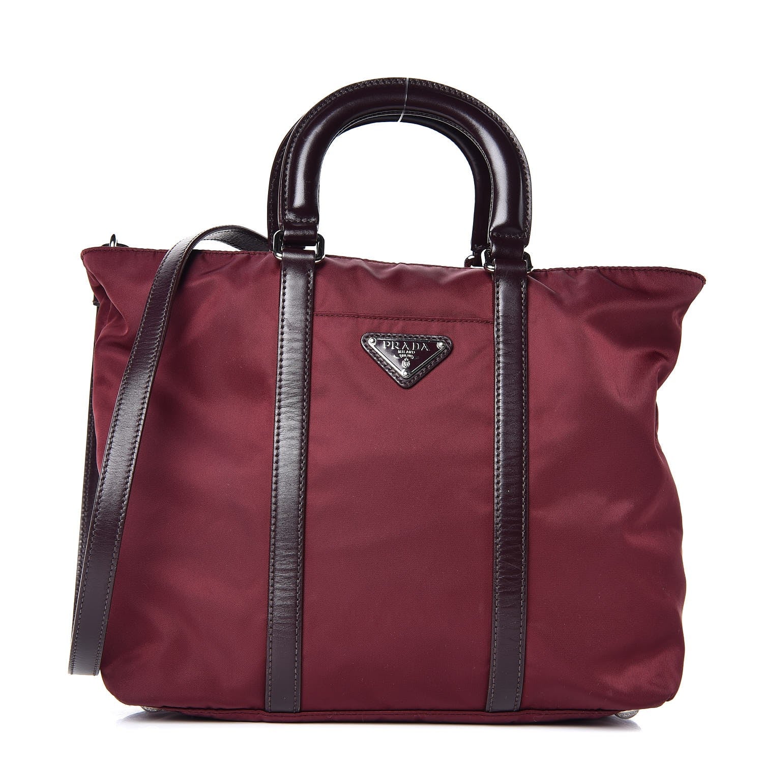 Prada Tessuto Nylon Vitello Tote Granato 1 of 12
