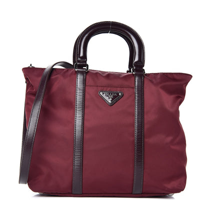 Prada Tessuto Nylon Vitello Tote Granato 1 of 12