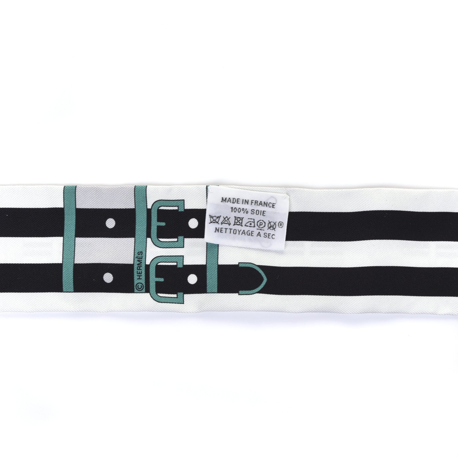 Hermes Silk Rocabar Twilly White Gris Perle Menthe 4 of 4