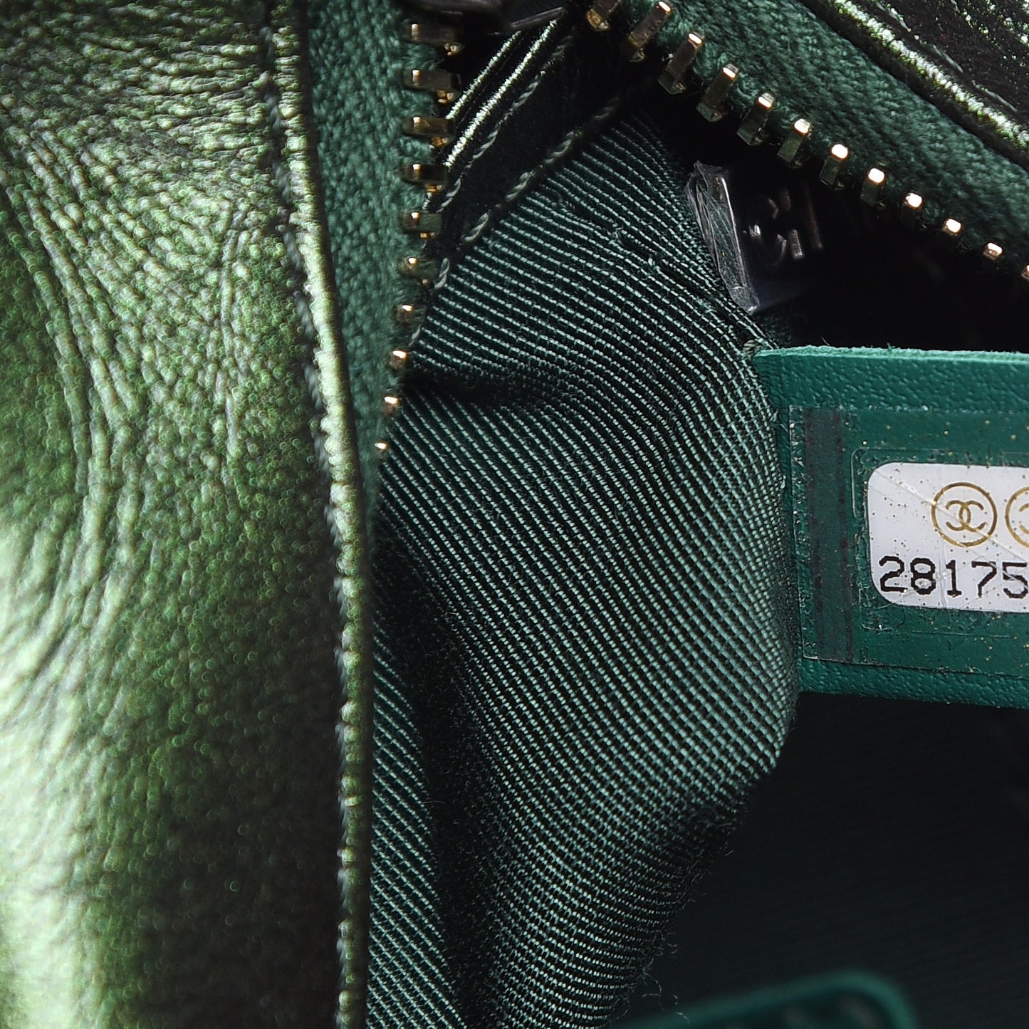Metallic Calfskin Chevron Quilted Small Gabrielle Hobo Green