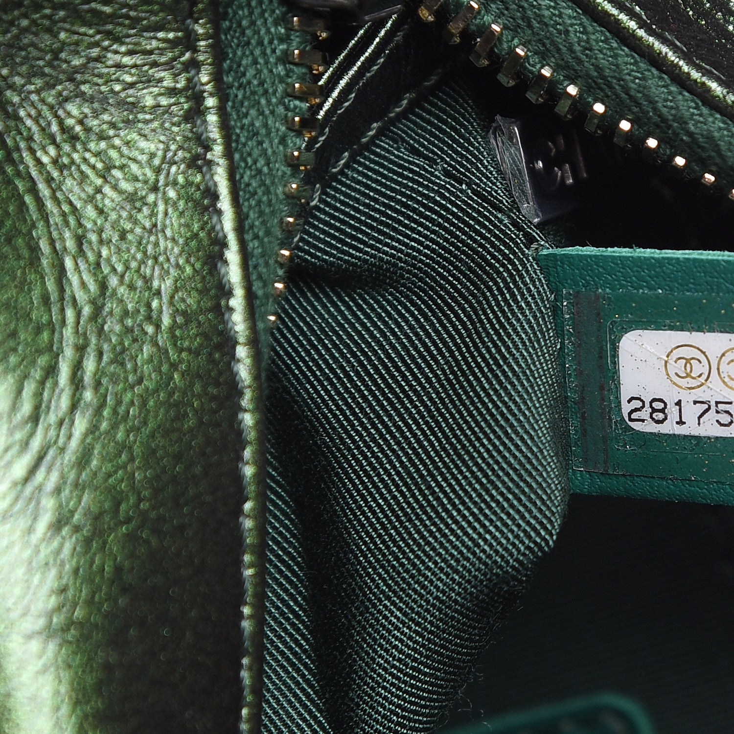 Chanel Metallic Calfskin Chevron Quilted Small Gabrielle Hobo Green 7 of 9