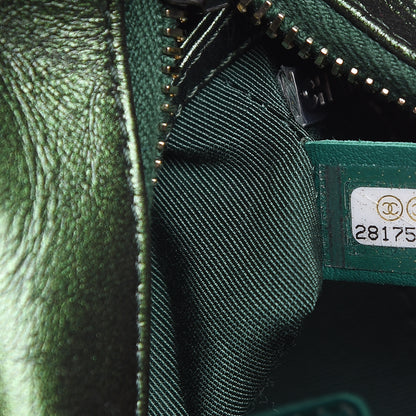 Chanel Metallic Calfskin Chevron Quilted Small Gabrielle Hobo Green 7 of 9