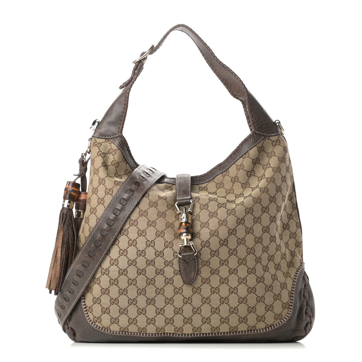 Monogram Large New Jackie Shoulder Bag Dark Brown